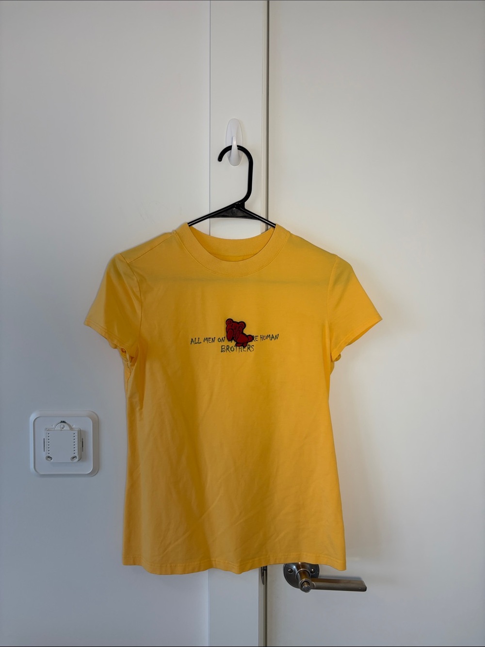 Yellow Graphic Kids' Tee with Red Bear Motif